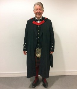 Dr Blythe prepared and ready for graduation.